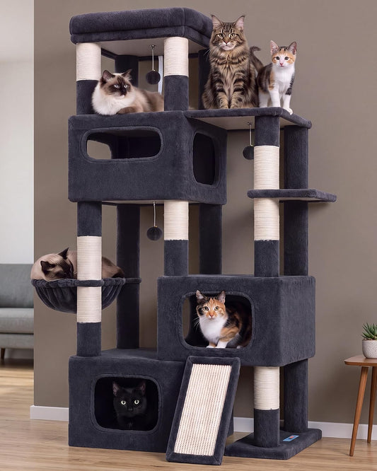 Gitelsnour Cat Tree Tower, 3 Condo, 31.5''(80Cm) Extra Large Perch, GCT601G