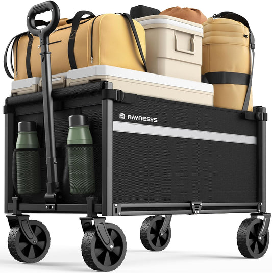 Collapsible Wagon Cart with Wheels, 330LBS for Grocery Shopping Camping