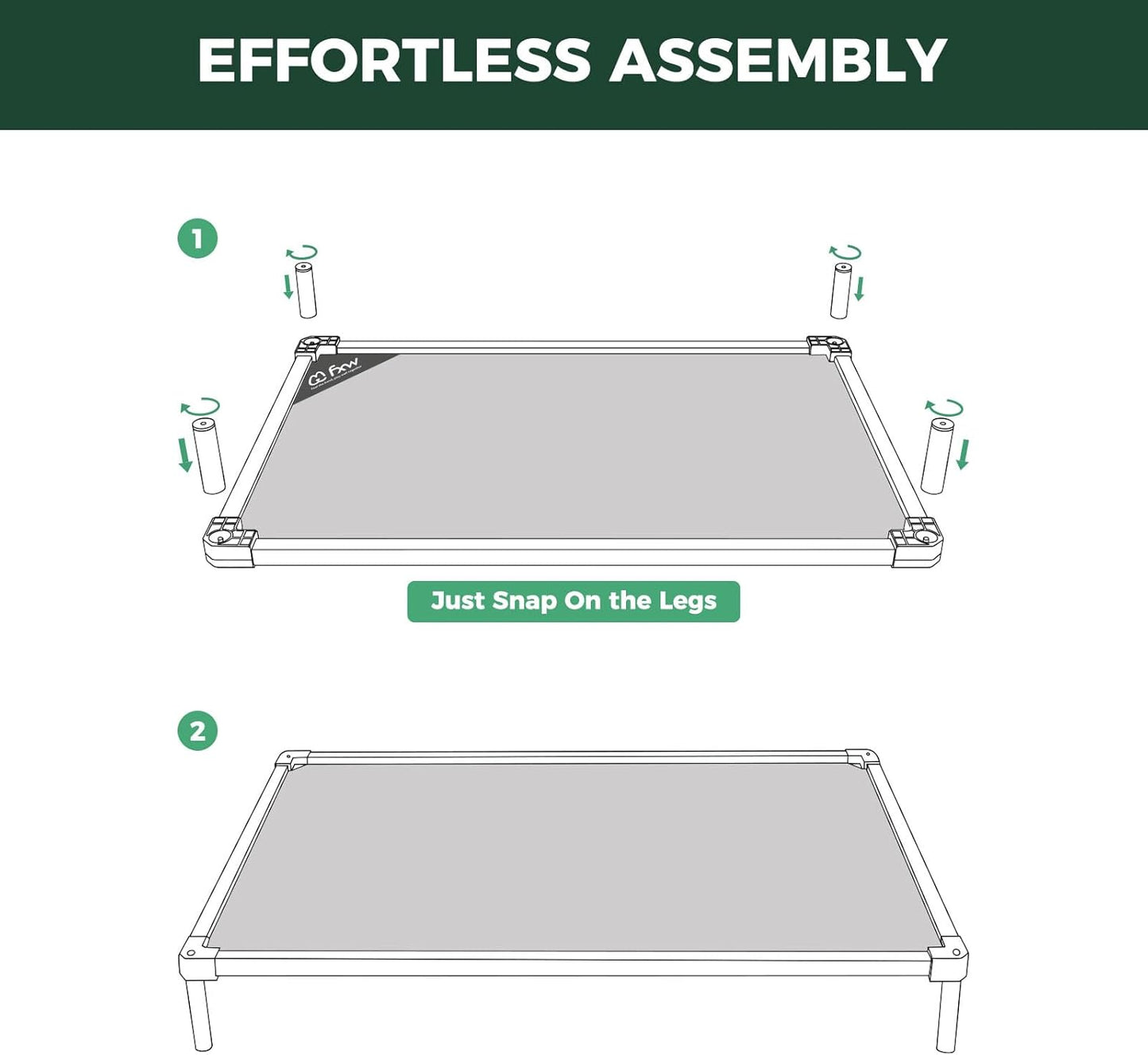 FXW Titannest Chew-Proof Elevated Dog Bed, Raised Cot for Indoor/Outdoor/Camping Use, Durable & Waterproof Cooling Pet Bed for Extra-Small Dogs, 30.0" L X 22.0" W X 4.5" H, Black