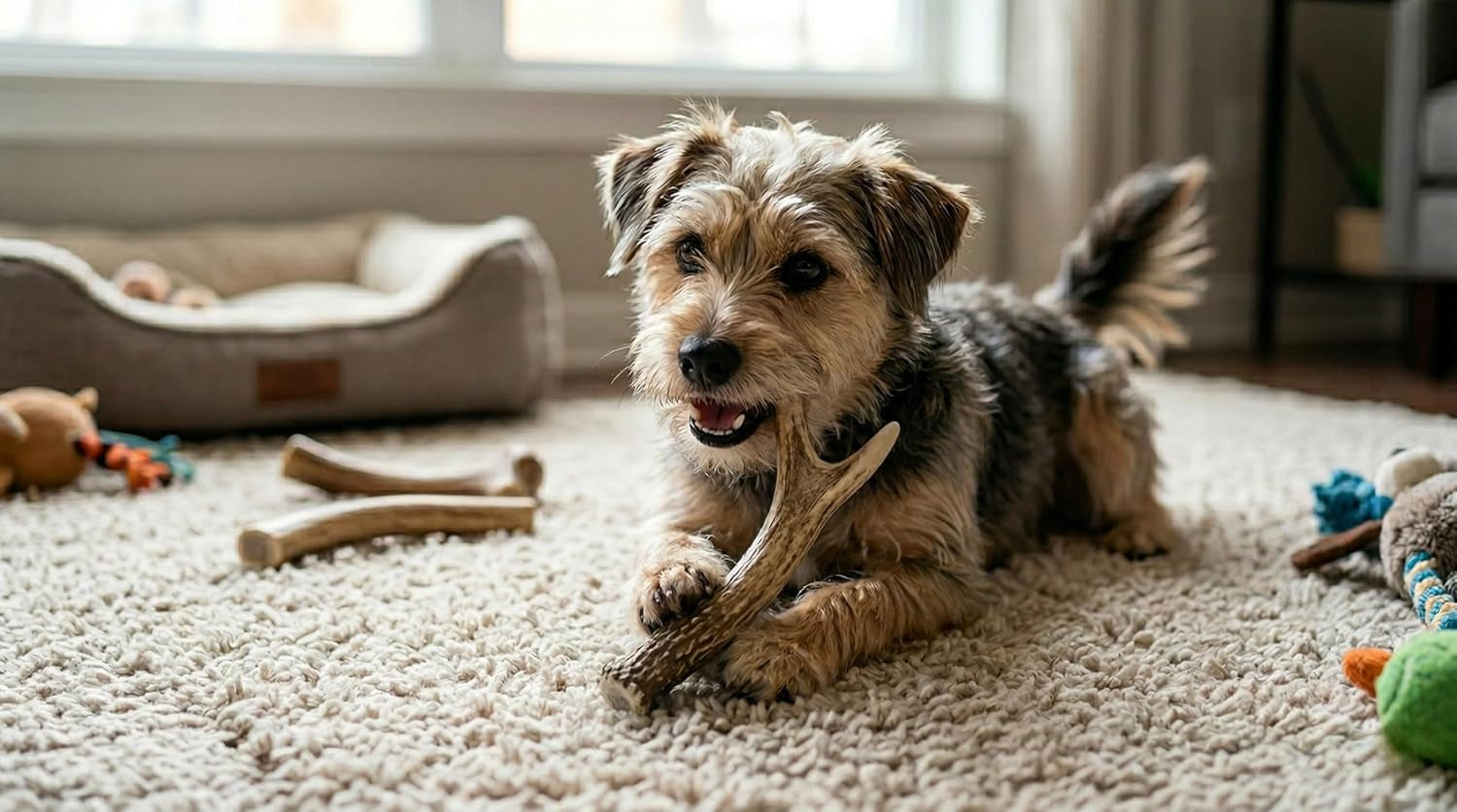 Whitetail Naturals Whole Deer Antler Dog Chews for Small & Medium Dogs – Natural Shed Antler Chew, Long Lasting Bone for Puppies and Smaller Breeds - Made in the USA