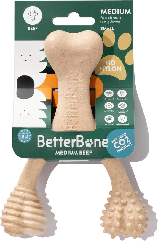 Betterbone Moderate Density Beef-Scented Dog Chew Toy, Small, Plant-Based Wishbone Dental Enrichment Toy for Chewers under 30 Lbs