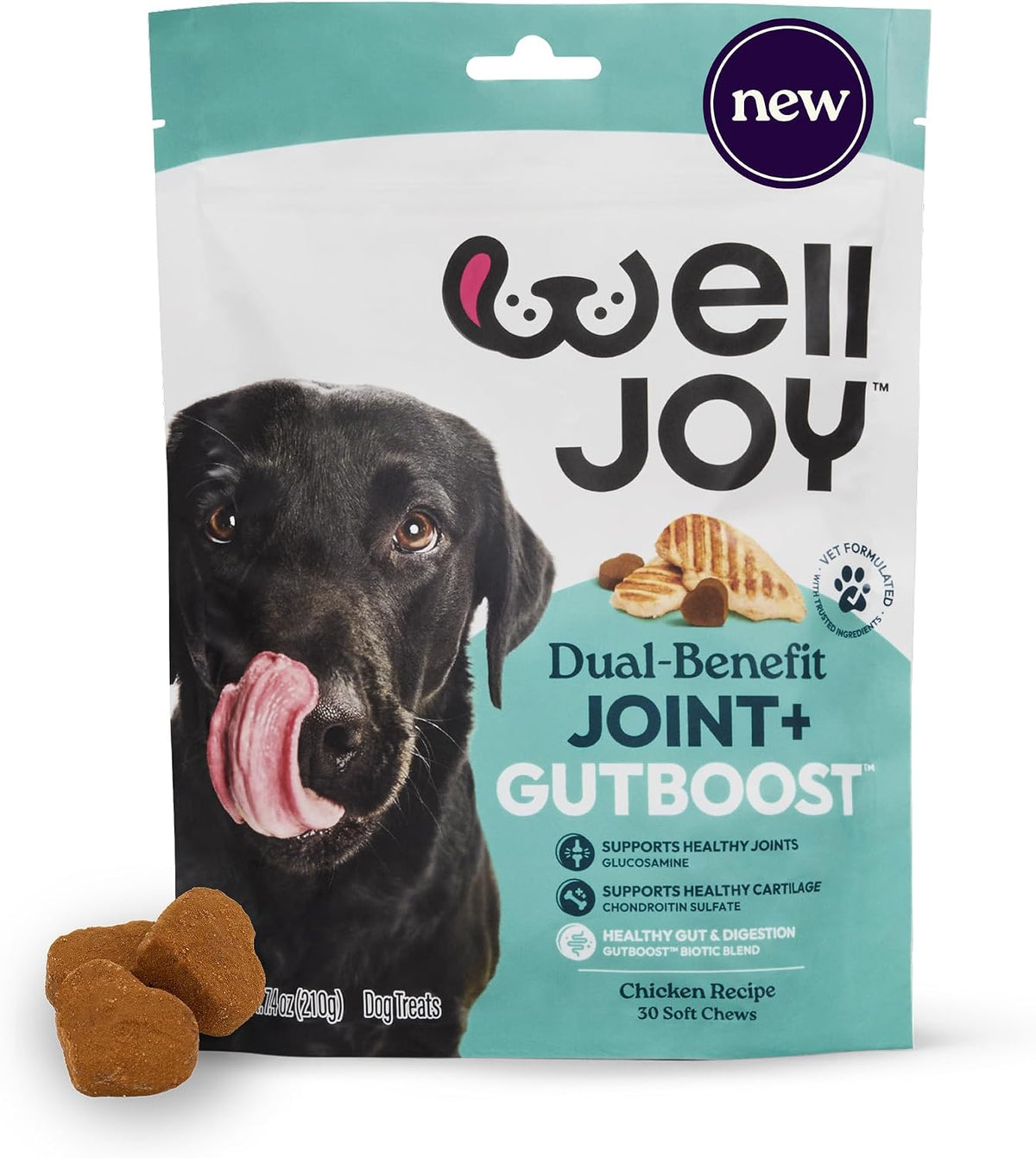 Welljoy Joint Dog Treat + Glucosamine, Chondroitin, Gutboost, 30Ct