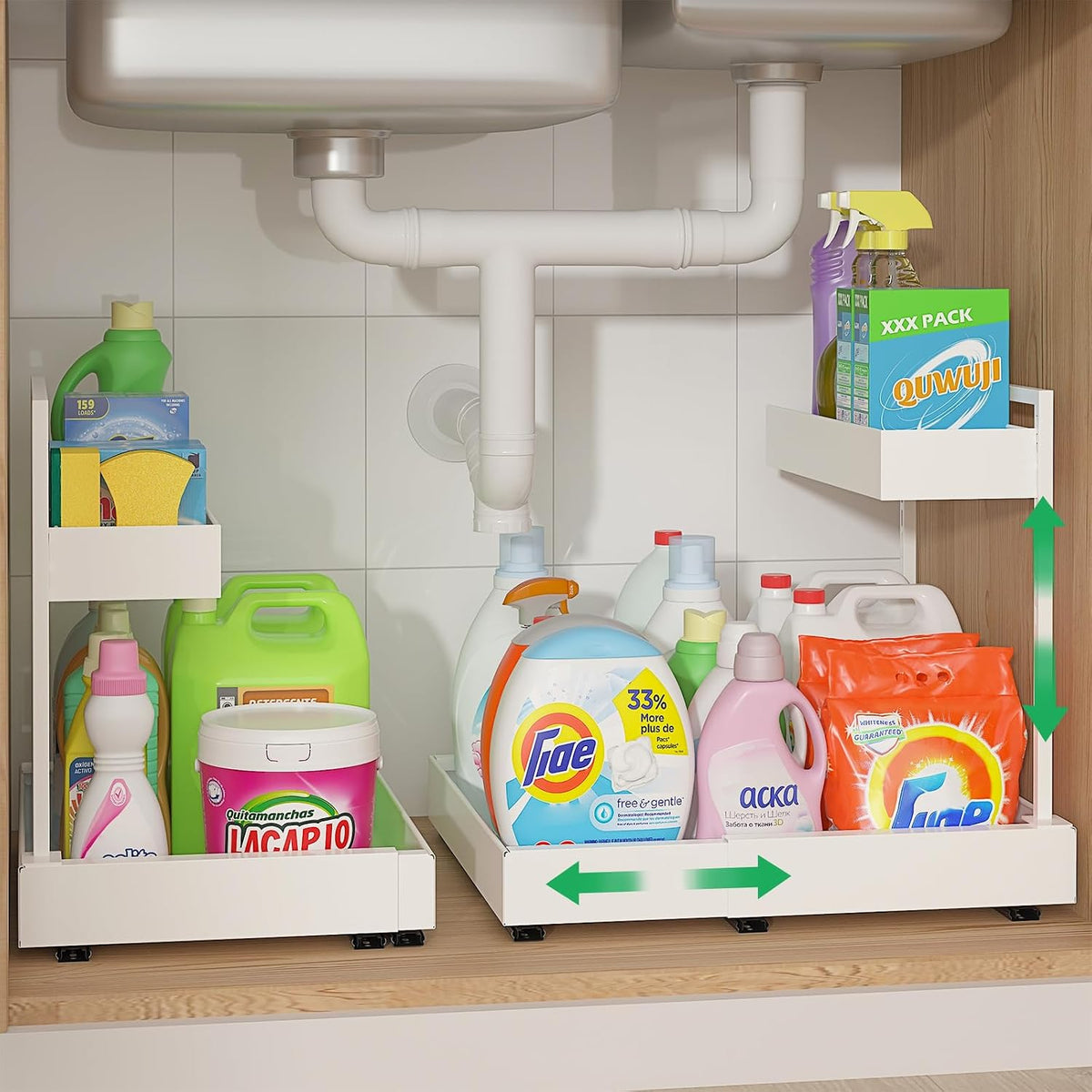 REALINN Expandable under Sink Organizer with 6-Level Height Adjustment