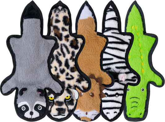 SHARLOVY No Stuffing Dog Toys Crinkle Squeaky, Long Lasting Chews for Aggressive, Durable Plush Dog Puppy Chew Toys for Teething, with 6 Tough Layers for Small Medium Large Breed-5Pack,Large