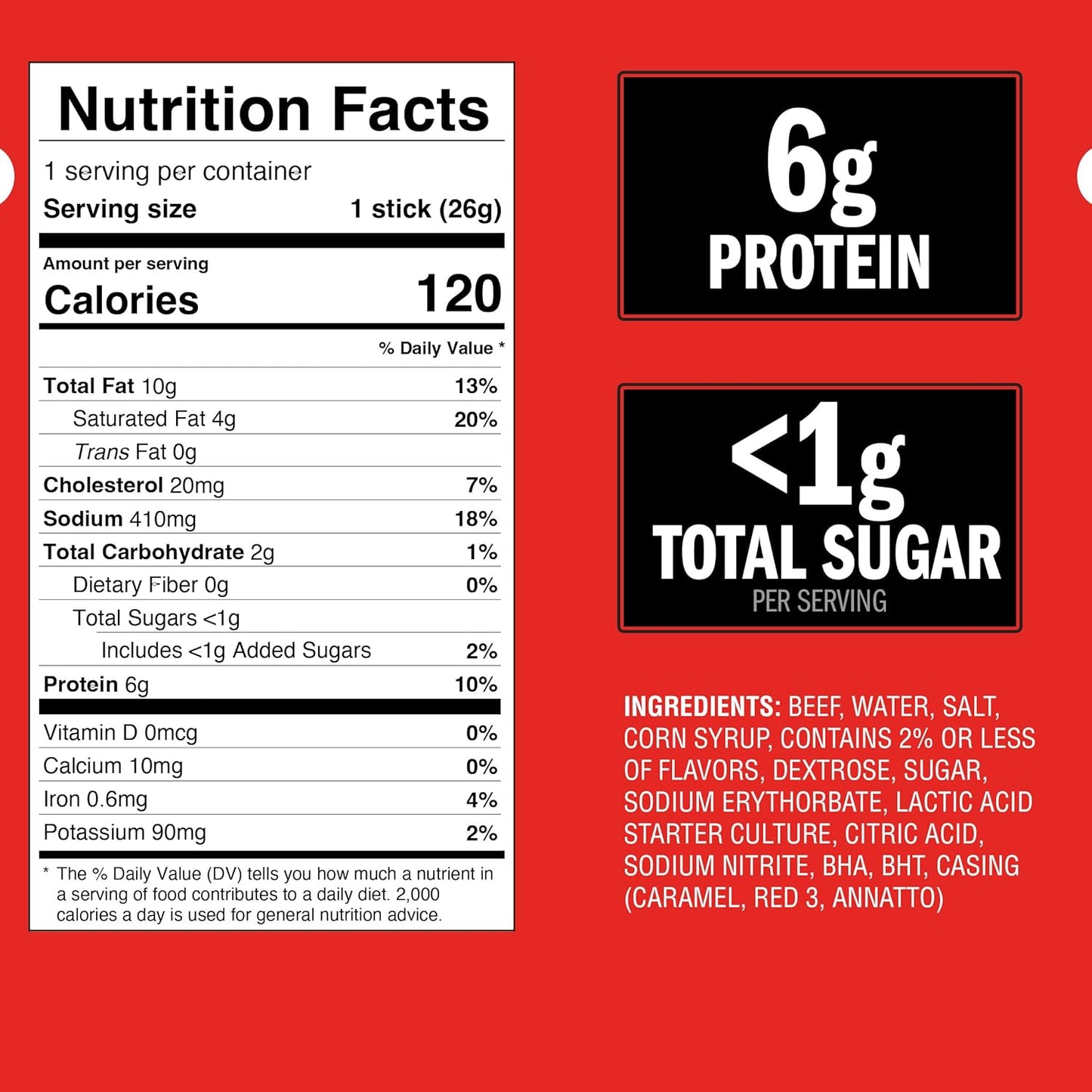 Jack Link'S Original Beef Jerky Sticks - Made with 100% Real Beef - Ready to Eat Real Meat Protein Snacks - 5G Protein per Serving - 0.92 Oz Meat Stick