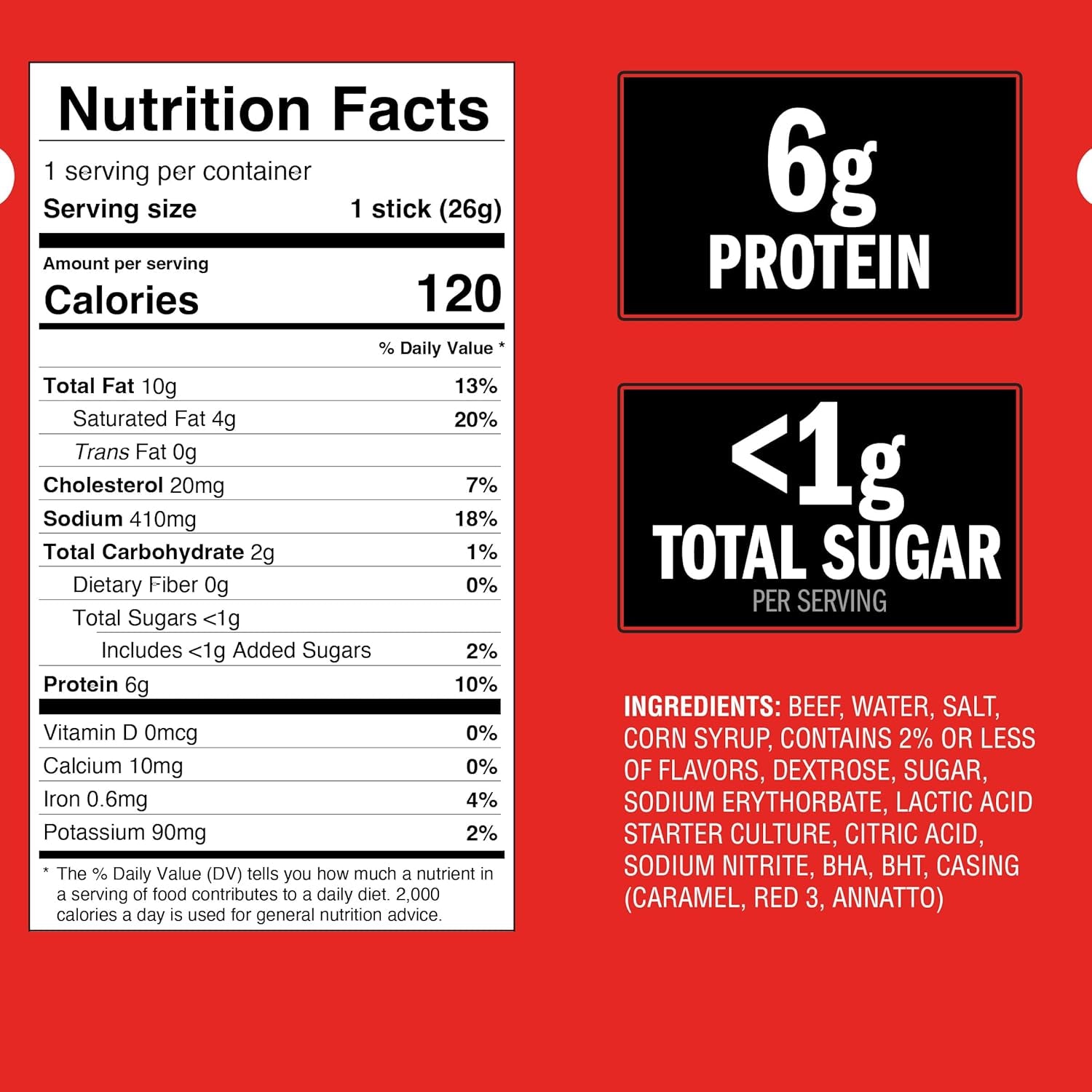 Jack Link'S Original Beef Jerky Sticks - Made with 100% Real Beef - Ready to Eat Real Meat Protein Snacks - 5G Protein per Serving - 0.92 Oz Meat Stick