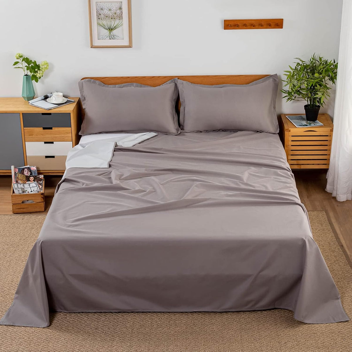 Wenbags Waterproof Bed Sheet Flat Sheets Lightweight,70*90 Inches Queen Size Mattress Furniture Protector Cover for Bed Couch, Pet Hair Resistant Cover Ideal for Dogs Cats Hotels and Hospitals (Gray)