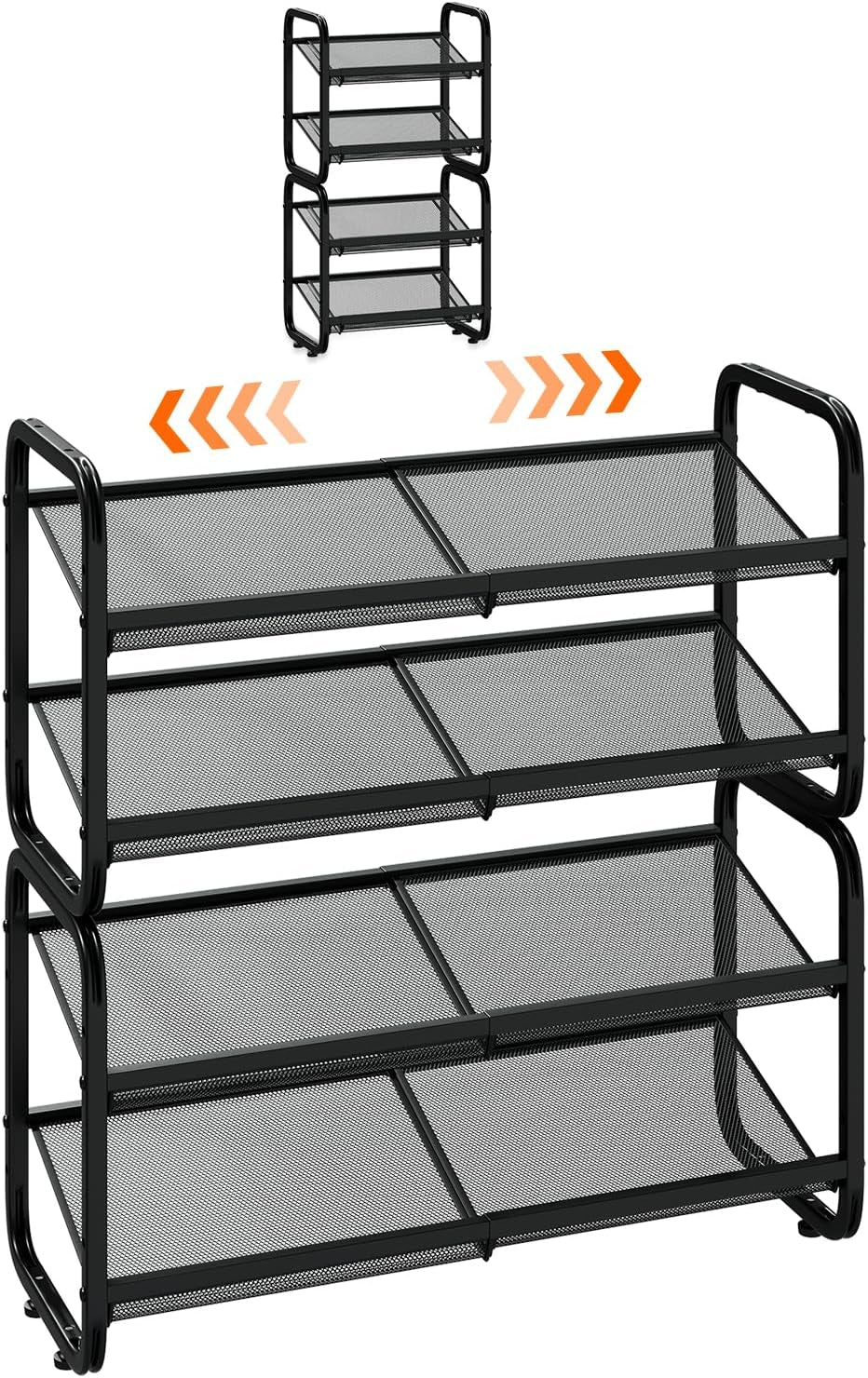 4 Tier Expandable Shoe Rack for Closet & Entryway, Metal Shoe Storage