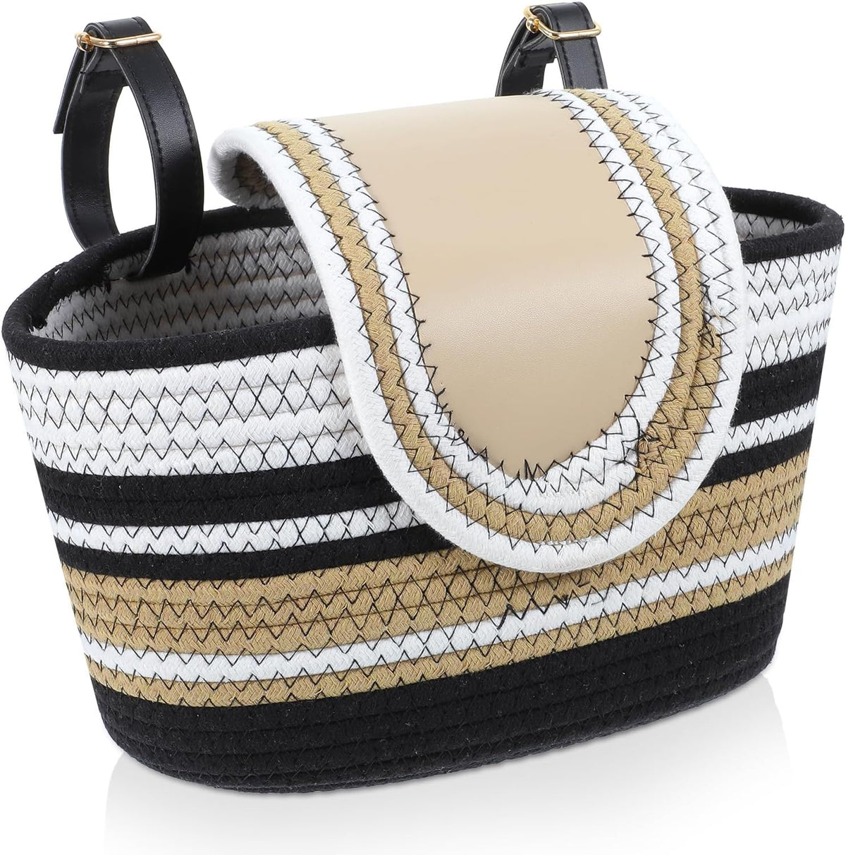 1 Packs Handmade Bike Basket Front, Woven Bicycle Baskets for Adult Bikes, Rustic Detachable Handlebar Basket with Lid, Adjustable Leather Straps