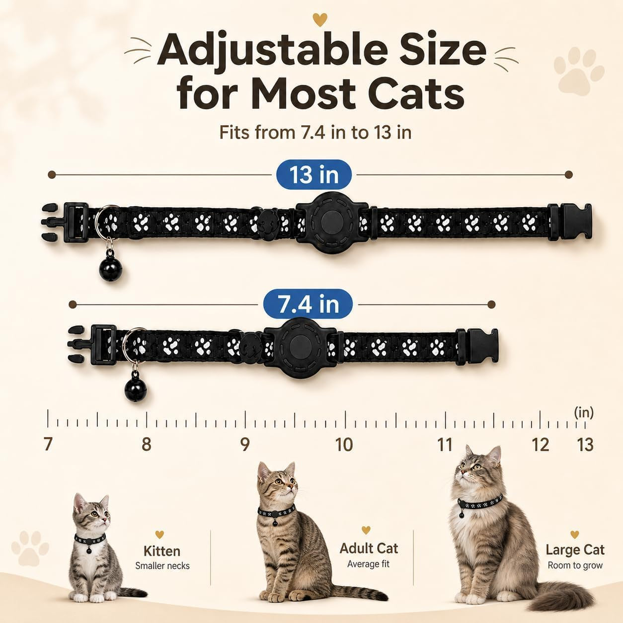 Smart Cat GPS Collar - Waterproof Pet Tracker for Android, Google Find My Compatible, No Monthly Fee. Advanced Safety Solution for Small & Large Cats.(Android Only)