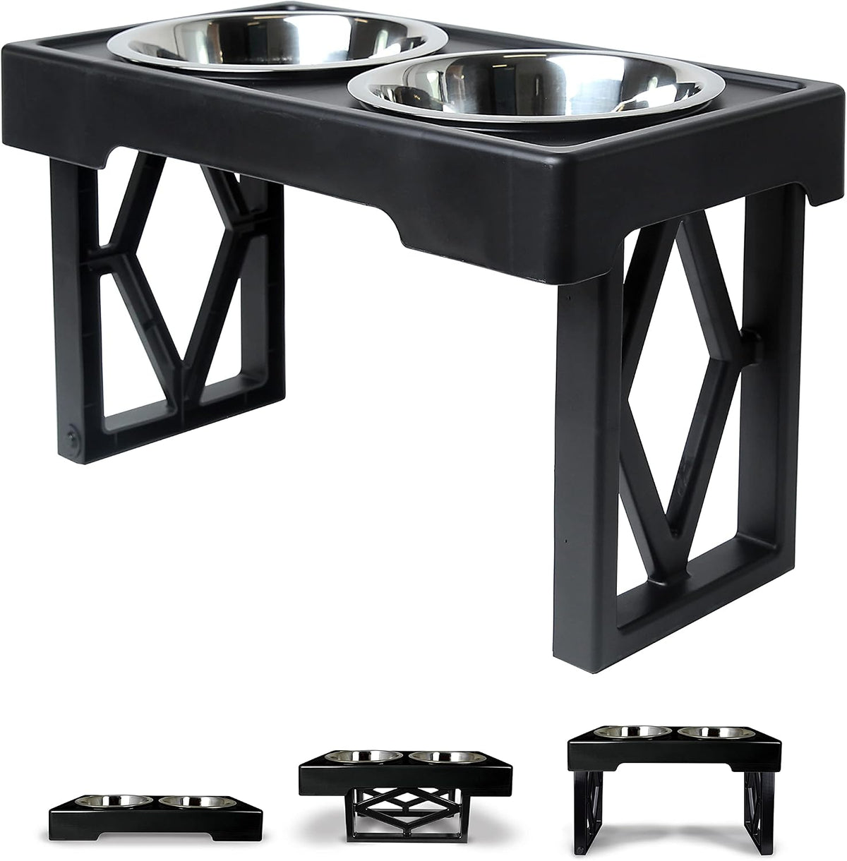 Pet Zone Designer Diner Elevated Dog Bowl Stand, 3 Adjustable Height Levels