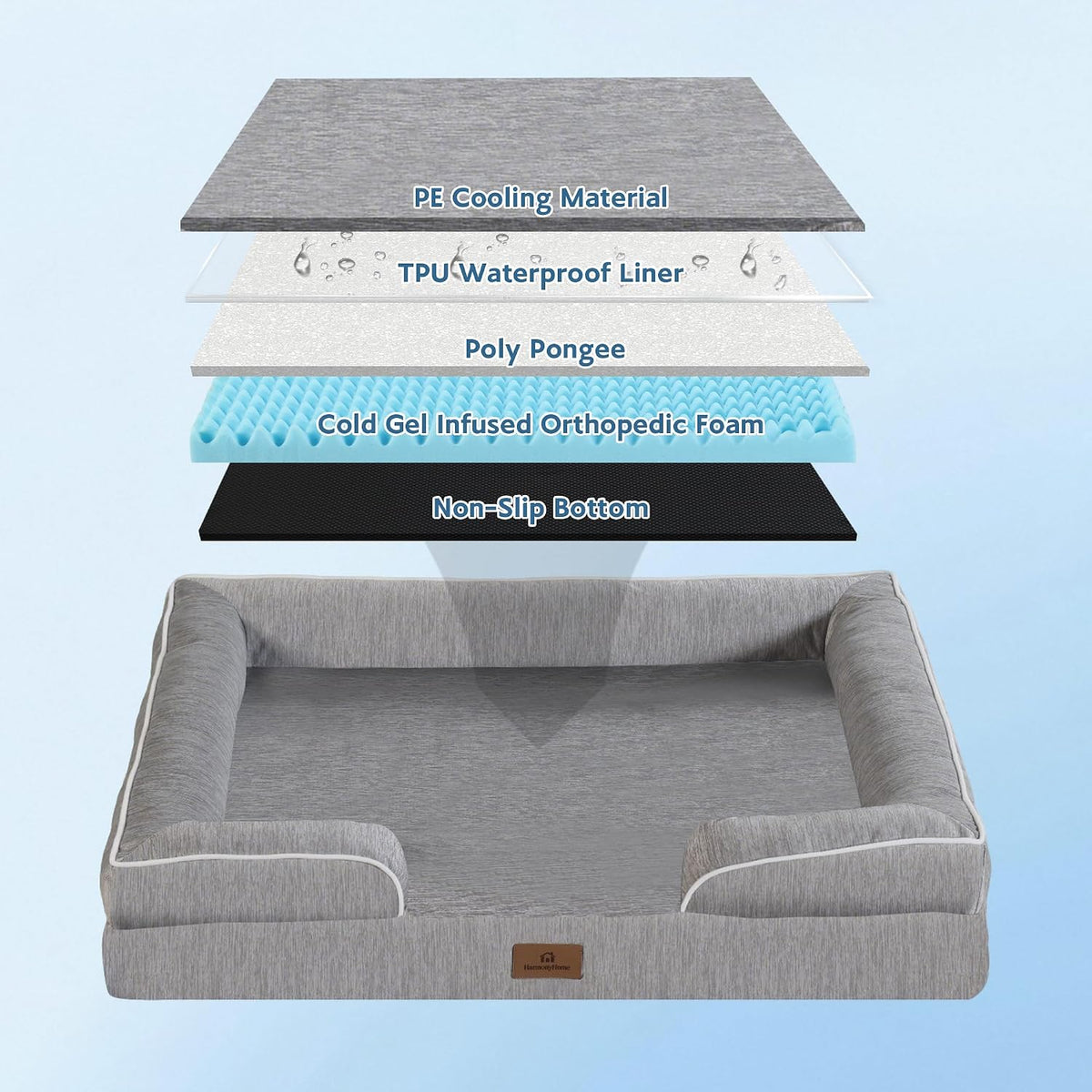 Cooling Dog Bed,Dual-Cooling Design,Q-Max >0.4 Cool Pet Beds for Large Dogs