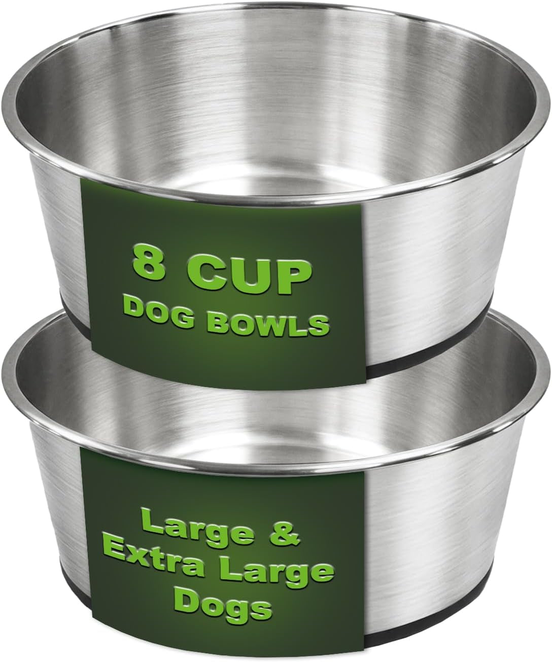 Food Grade 304 Stainless Steel Dog Bowls Set of 2, 8 Cup (64Oz)