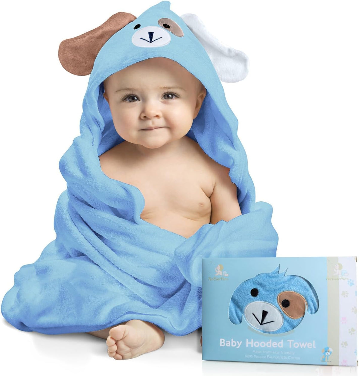 Baby Hooded Towel, Soft Viscose Made of Bamboo, 35 X 35, Blue