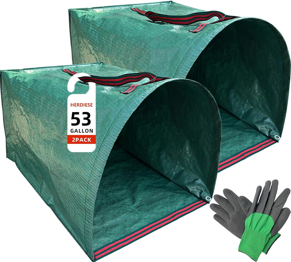 2-Pack 53 Gal Leaf Bags, Leaf Collector Reusable Yard Waste Bags