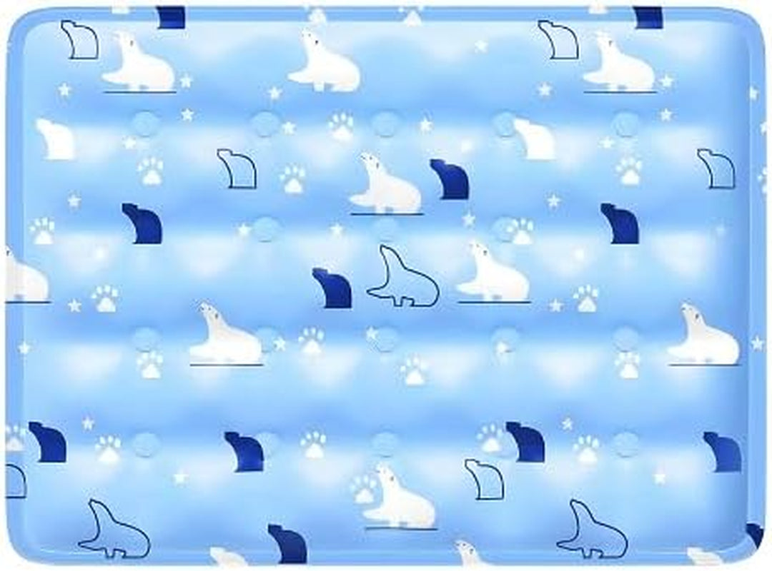 Blue Cooling Mat for Medium Dogs & Cats - Instant Chill No Refrigeration - Durable Chew-Resistant Waterproof Pet Pad 40X50Cm (15.8"X19.7") (Medium, Azure Ice Bear)