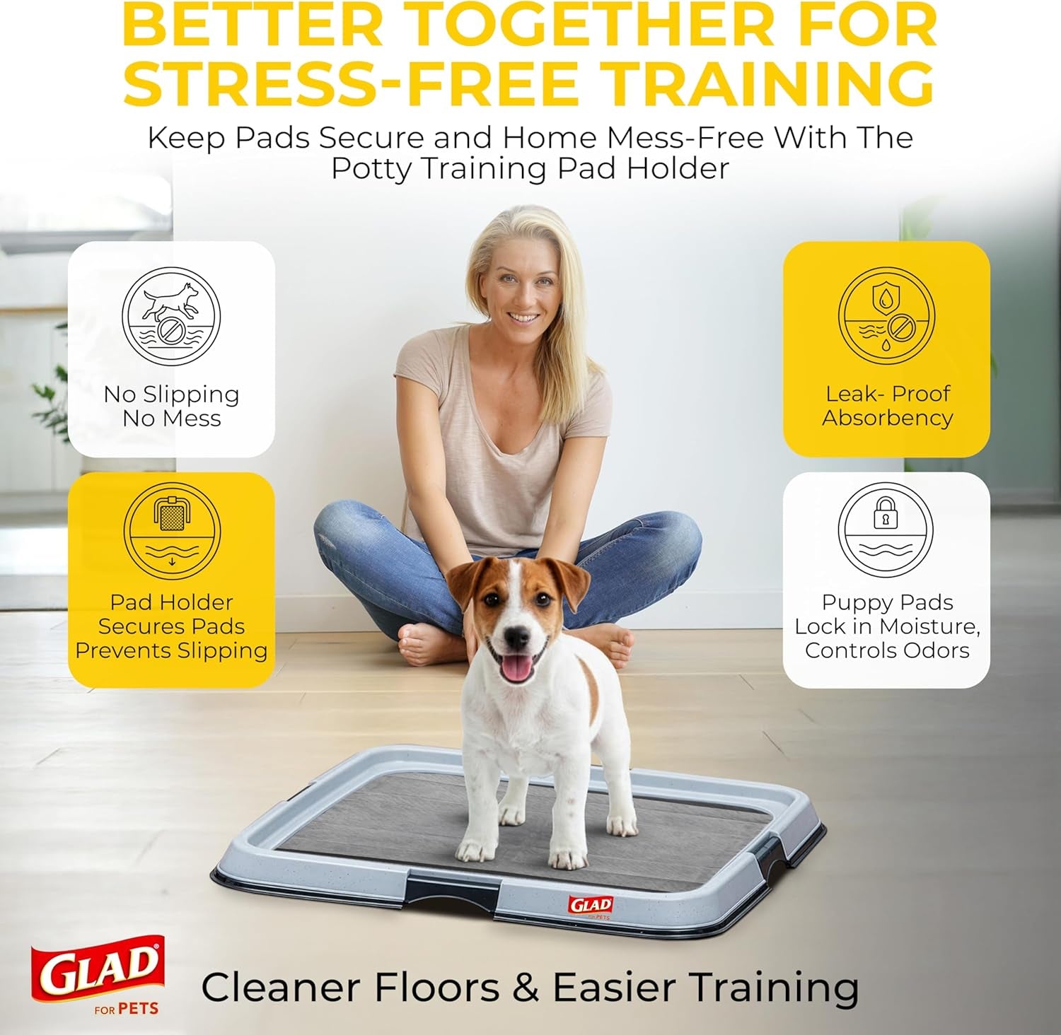 Glad for Pets Black Charcoal Puppy Pads - Super Absorbent Disposable Dog Pee Pads, Potty Training Pads, and Pet Supplies - Dog Pee Pads for Crate Training and Indoor Use 23" X 23" - 50 Count