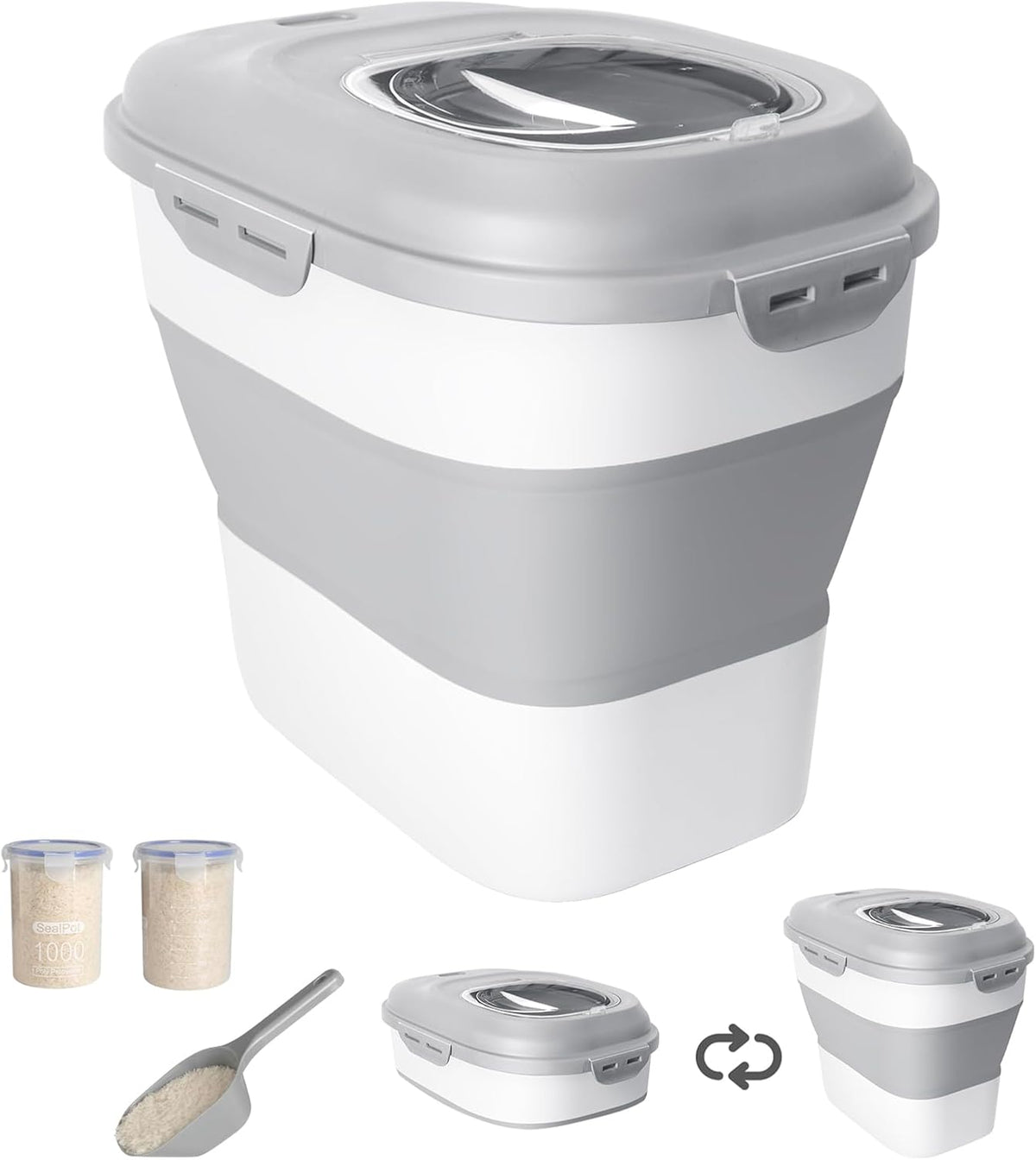 20-50 Lbs Airtight Food Storage Container Wheels,Collapsible Rice Container