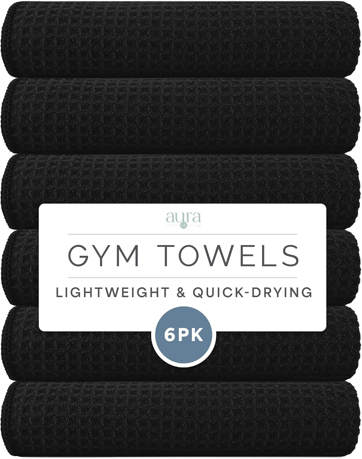 S&T INC. Microfiber Gym Towels, 6 Pack, 16" X 27"