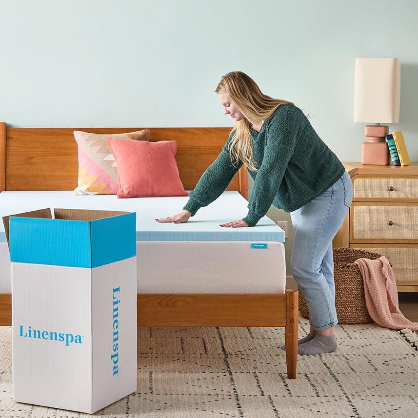 Linenspa 2 Inch Gel Memory Foam Mattress Topper, Plush, Cooling, Queen Size