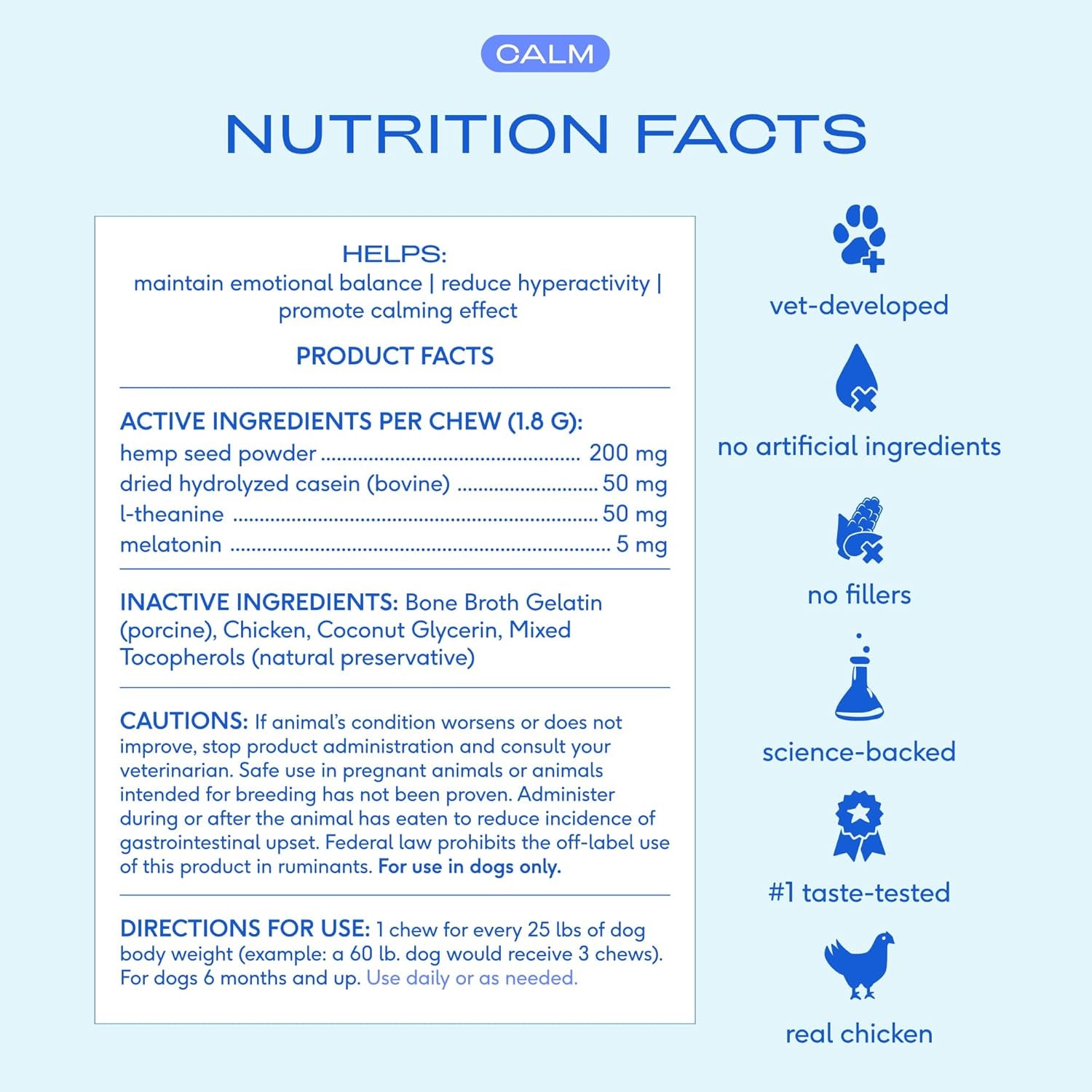 Native Pet Calming Chews for Dogs - Promotes Calming Effect, Supports Emotional Balance & Reduces Hyperactivity - Hemp Seed, Melatonin for Dogs, L-Theanine & Casein - 30 Chews