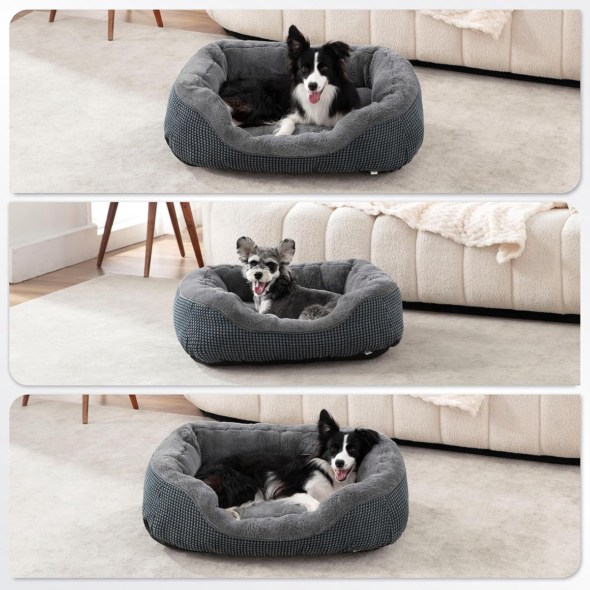 INVENHO Dog Bed Medium Size, Orthopedic Warming Soft Calming Sleeping Puppy Bed Durable Pet Bed with Anti-Slip Bottom M(30"X24"X9")