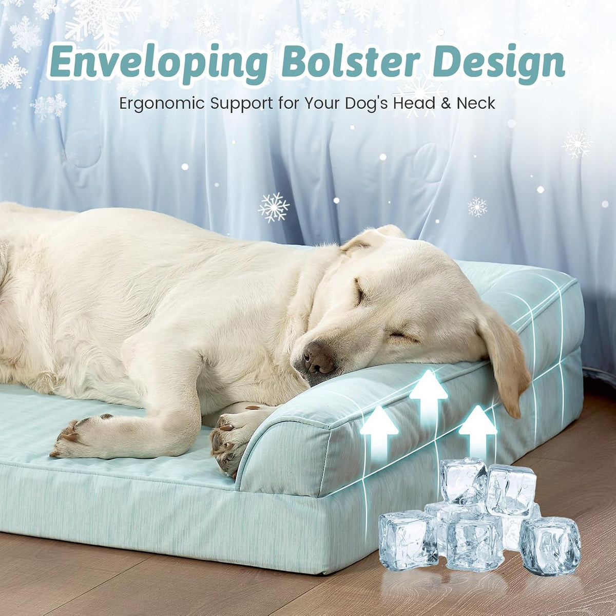 COZY KISS Cooling Dog Bed for Large Dogs, 42" Orthopedic Pet Sofa