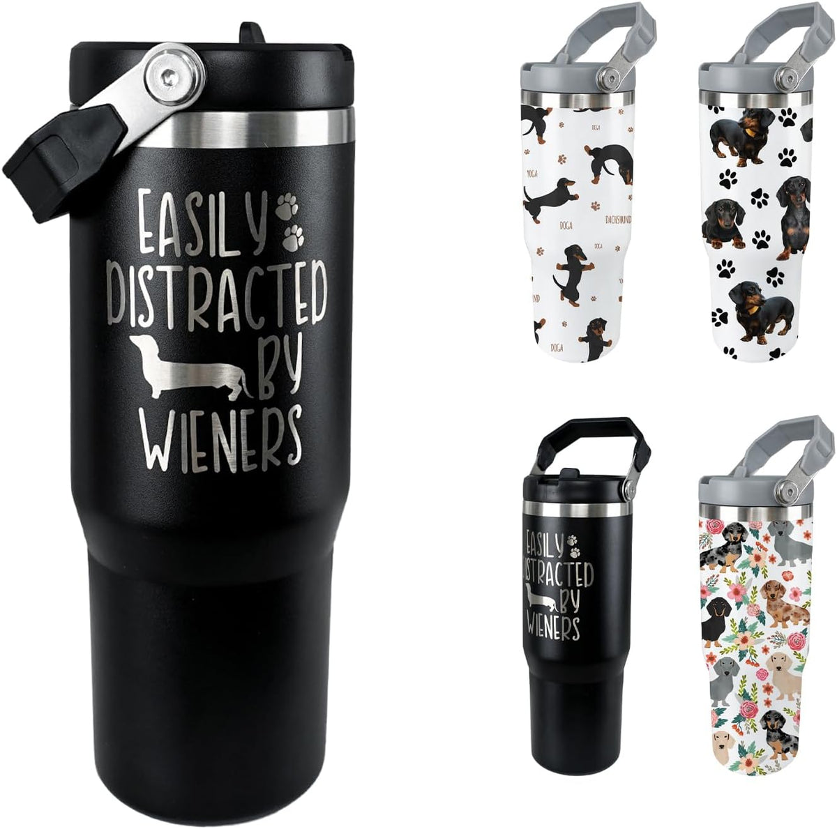 Dachshund Dog Tumbler Weiner Weenie Gifts for Women Men 30 Oz Dog Tumbler Insulated Dachshund Water Bottle Cup with Handle