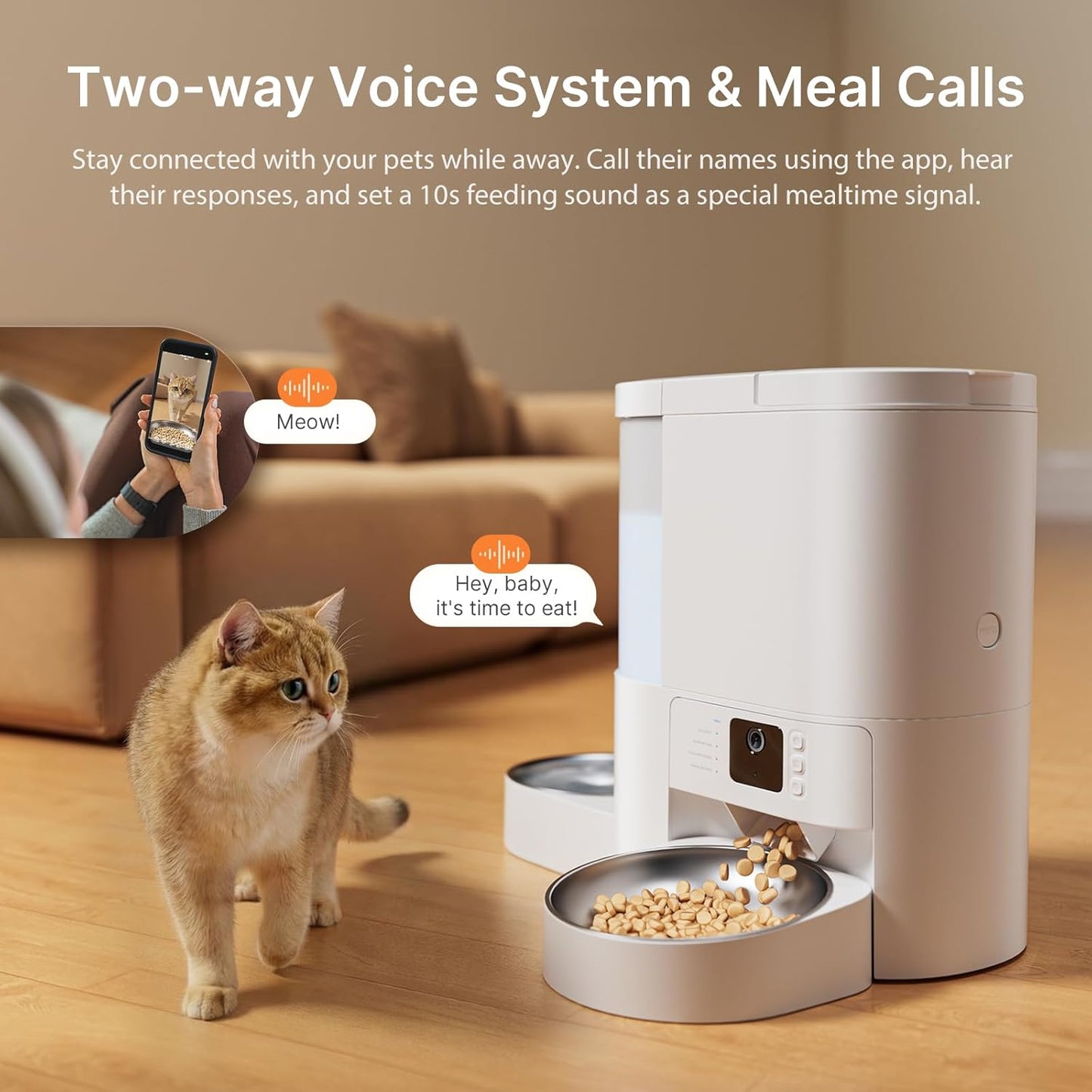 Automatic Cat Feeder with Camera, 2 in 1 Cat Food and Water Dispenser, 2K HD Video and Night Vision, 5G App Controlled Timed Pet Feeder,4L Food & 3L Gravity Waterer with 2-Way Audio for Cats Small Dog