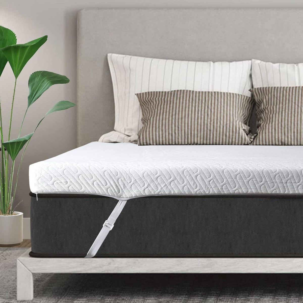 VALUXE 3 Inch Gel Memory Foam Mattress Topper Queen Size High Density Cooling Pad Pressure Relief Bed Topper (With Removable & Washable Bamboo Cover)