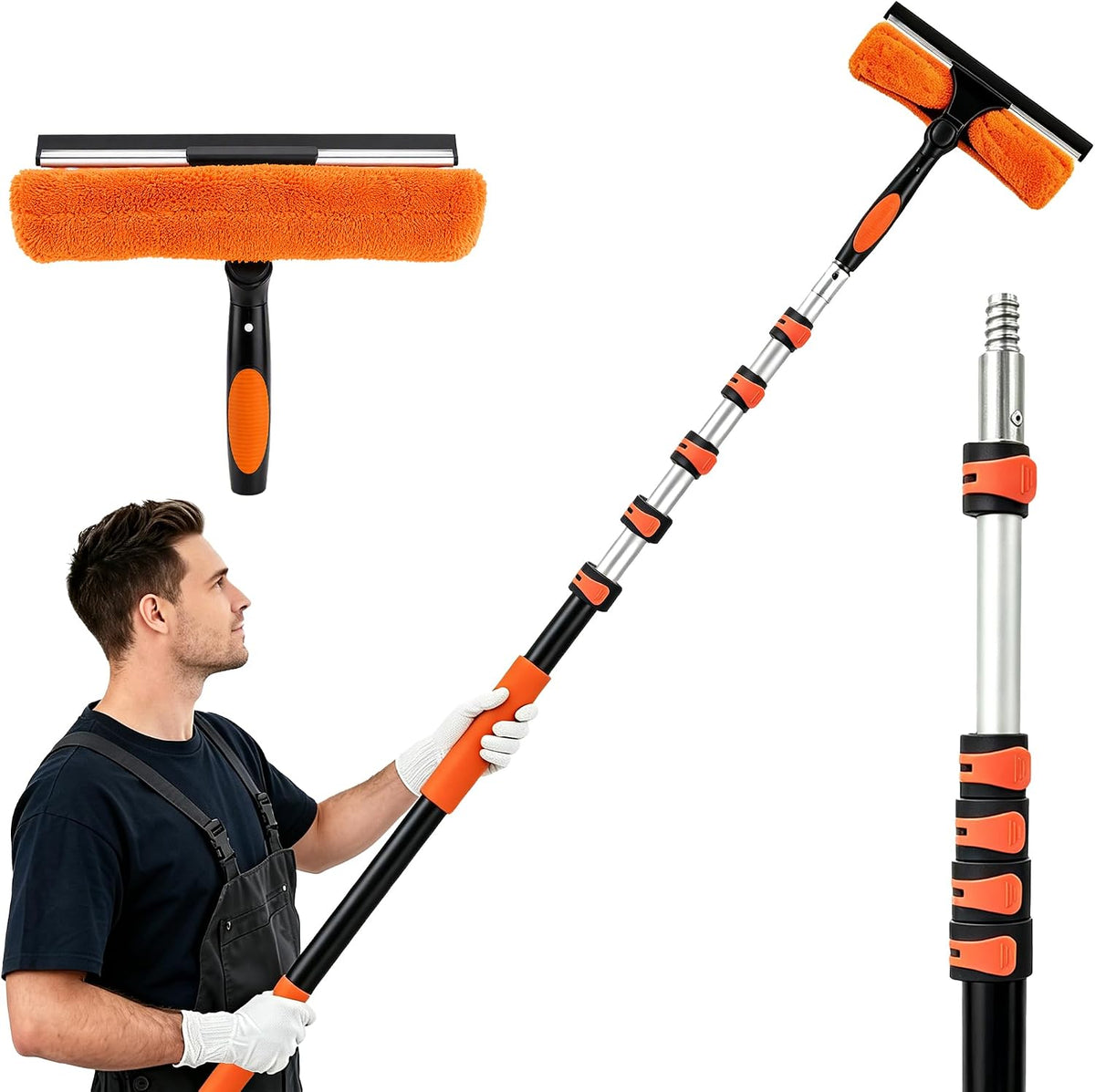 10FT Reach Window Washing Kit, Squeegee with Extension Pole