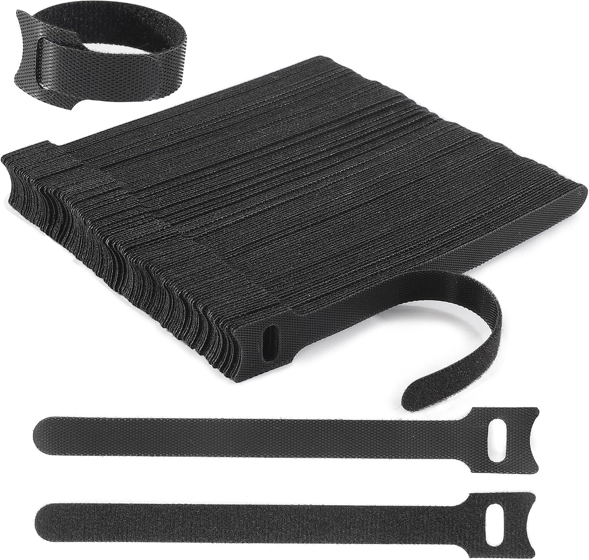 Nettbe Reusable Cable Ties, 126 PCS 8 Inches Adjustable Cord Straps Wire Organizer Cord Wrap and Hook Loop Cable Management