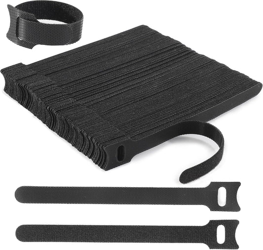Nettbe Reusable Cable Ties, 126 PCS 8 Inches Adjustable Cord Straps Wire Organizer Cord Wrap and Hook Loop Cable Management