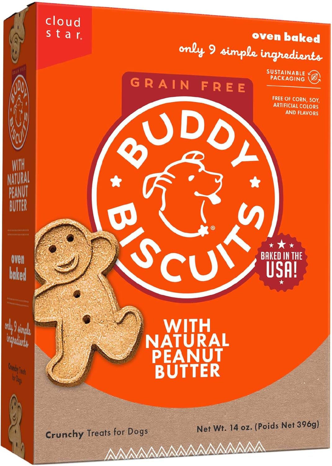 Buddy Biscuits Grain Free Crunchy Treats with Peanut Butter - 14 Oz.