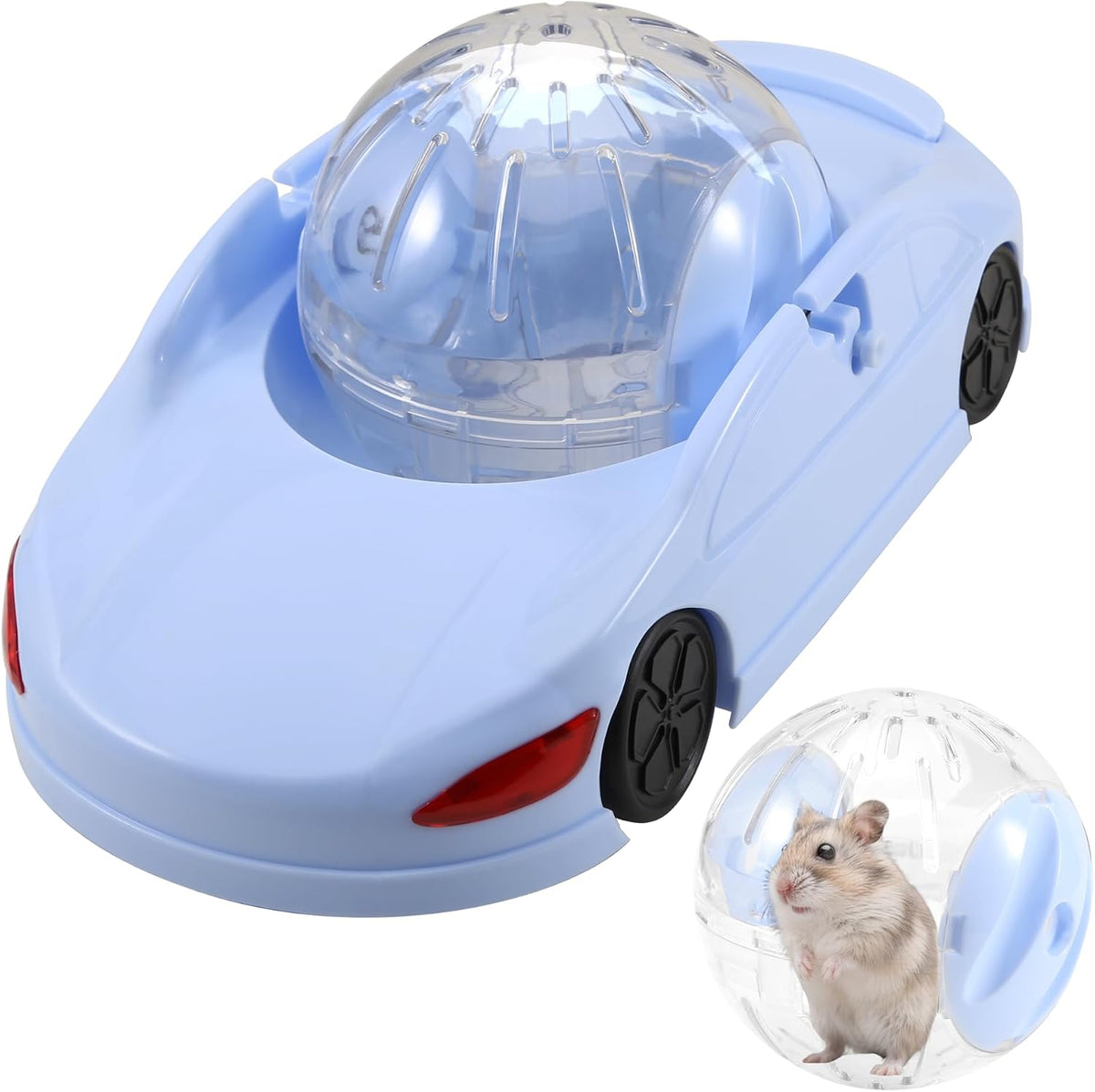 3-In-1 Hamster Ball 4.8 Inch Detachable Hamster Wheel Racing Car Toy
