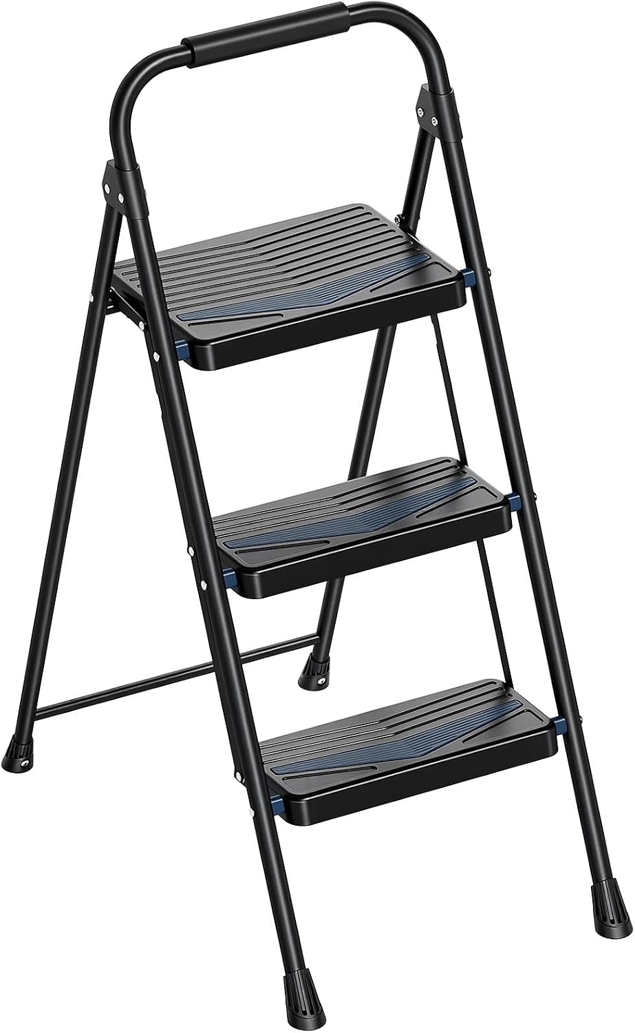 3 Step Ladder Lightweight Folding Step Stool for Adults, Black