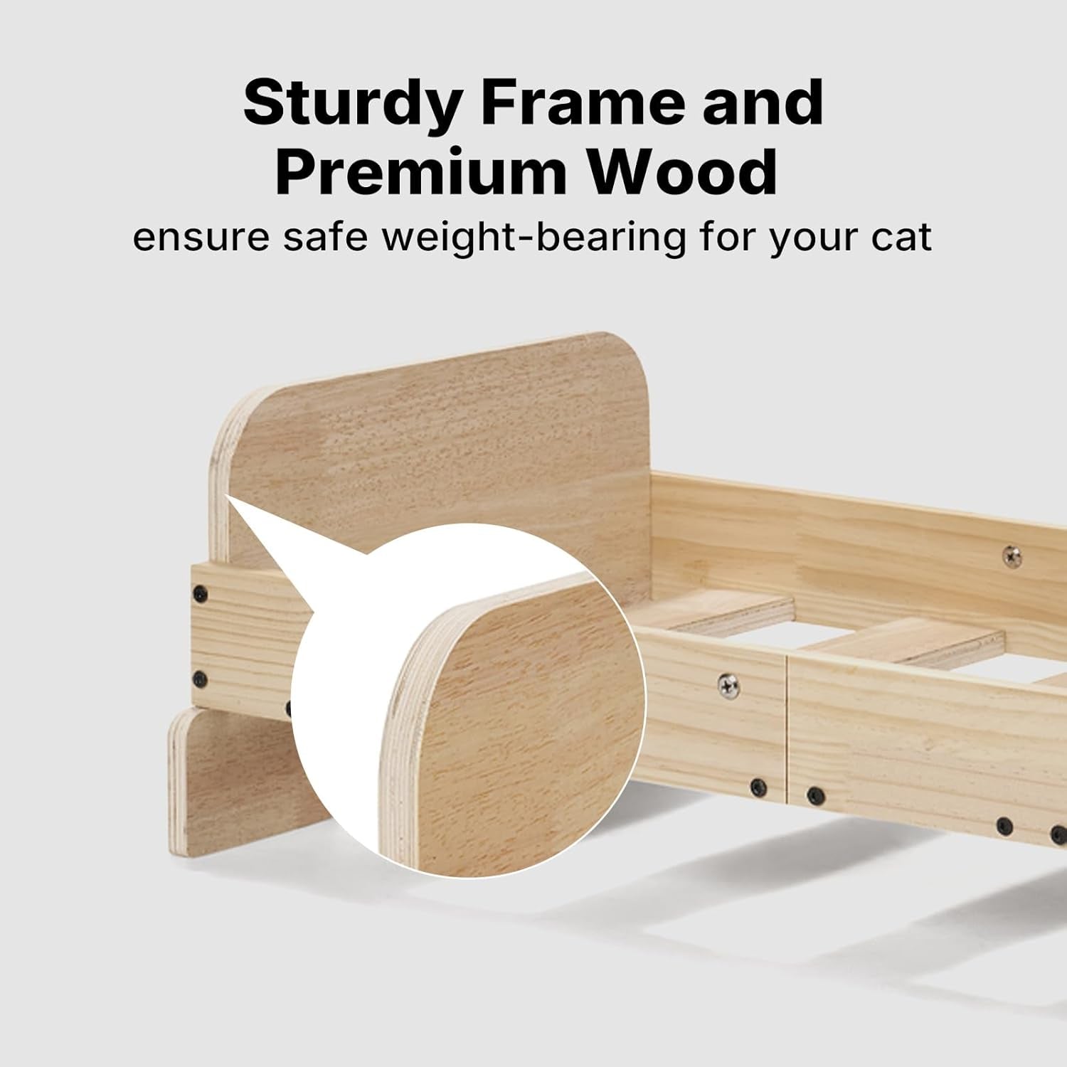 Veehoo Elevated Cat Bed Indoor, Wood Furniture Style Cat Couch Sofa with Removable Washable Cover, Cute & Fluffy Small Cats Bed Furniture for Home