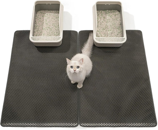 Cat Litter Mats 2 Pack, 36"X25" Large Litter Trap Mat for Litter Box
