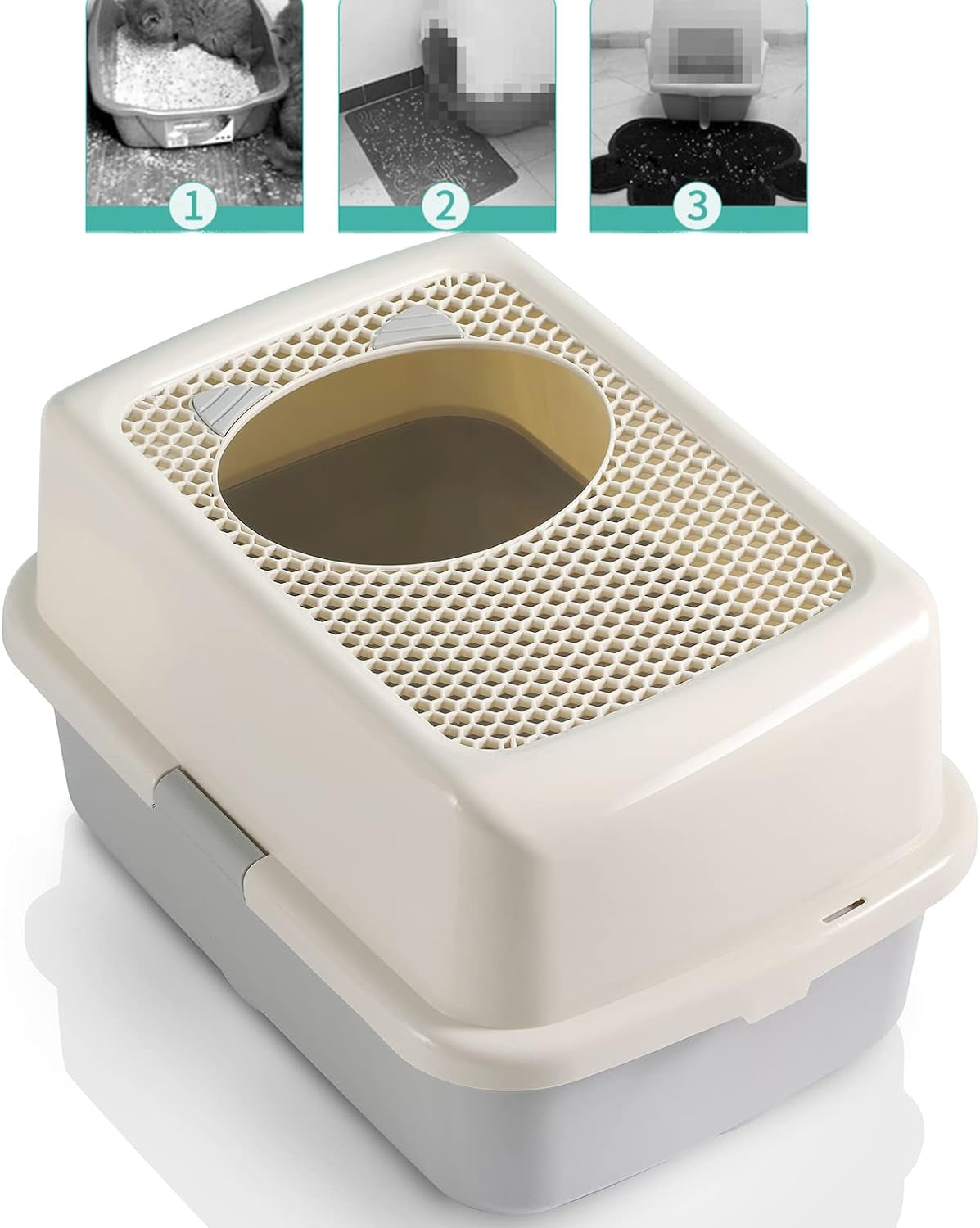 Smart Paws Covered Litter Box for Cats – Enclosed Design with Odor Control, No Mess, Easy Clean, Large Size for Multiple Cats