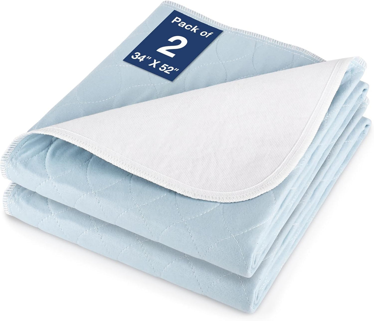 2 Packs Reusable Incontinence Bed Pad, 52" X 34" Washable Pee Pads, Waterproof Bed Pad & Pet Pad, Perfect for Adults, the Elderly and Pets