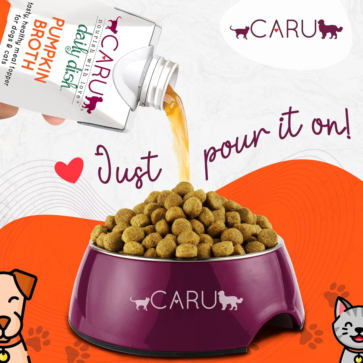 CARU - Daily Dish Pumpkin Broth Meal Topper for Dogs & Cats - Savory Pour-Over Broth - 1.1 Lbs.
