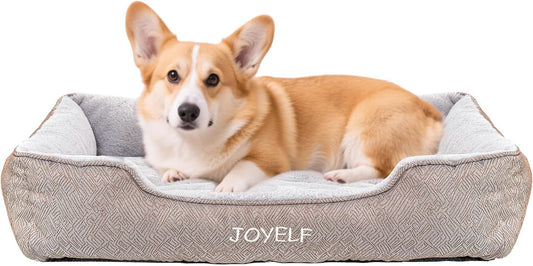 JOYELF Rectangle Dog Bed Calming Cat Bed Sofa, Cute Fluffy Pet Couch Bed for Medium Dogs and Cats - Medium(Upgraded Version)