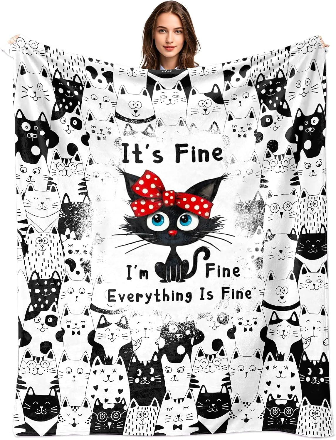 Cat Blanket Gifts for Cat Lover Soft Flannel Cats Throw Blanket Gifts for Women Cats Themed 50"X40"
