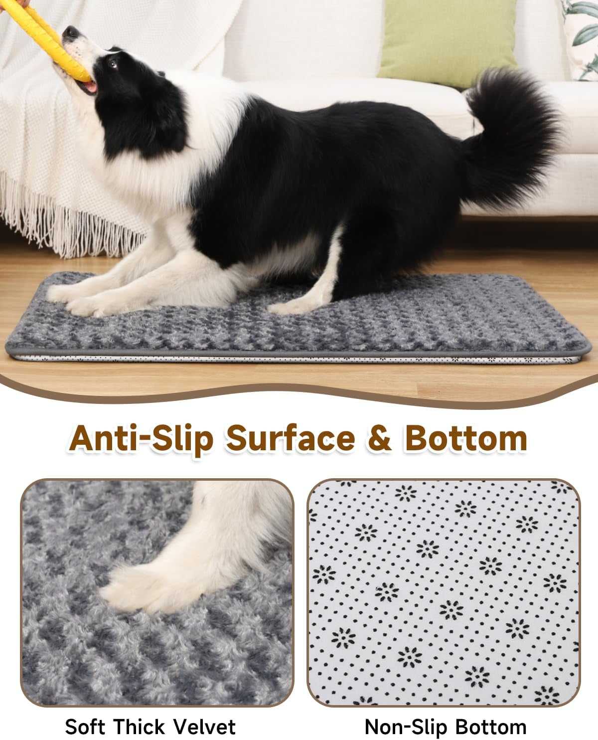 Dog Bed for Crate High Resilience Foam Crate Pad Mat for Medium Large Dogs Washable Anti-Slip,35" X 22",Dark Gray