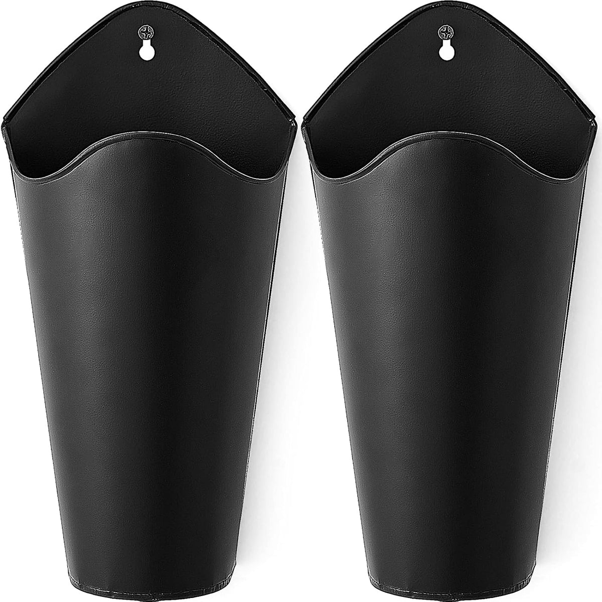Mkono Metal Wall Planter, Hanging Vase for Flowers Plants, Set of 2, Black