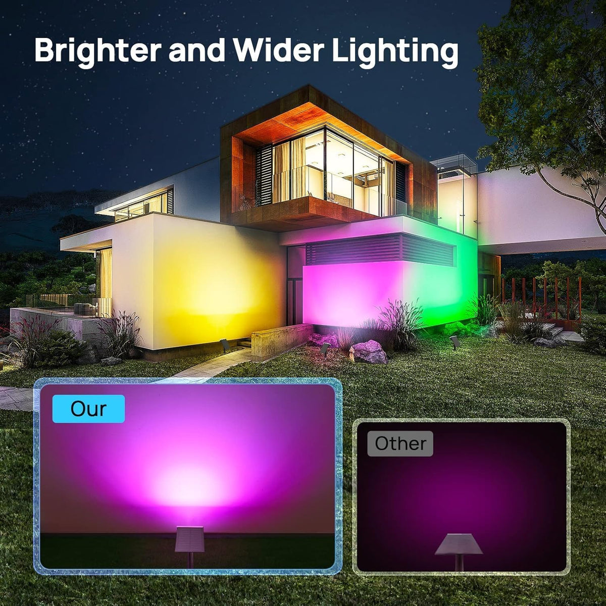 Consciot Solar Spot Lights Outdoor, Halloween Lights, 170° Wide Beam