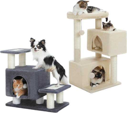 Dog Steps & Cat Scratching Post, Pet Stairs for High Bed,Sofa, Couch and UYMI 31.5" Cat Tower with Cat Scratching Posts, 2 Caves, Padded Perch