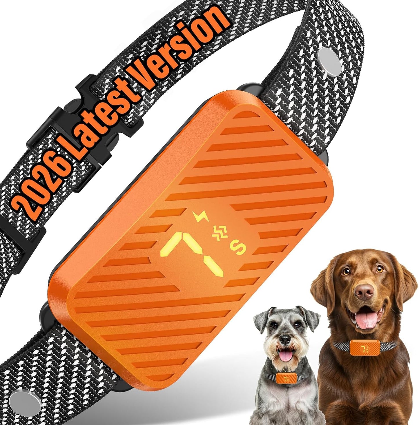 Dog Bark Collar for Large Medium Small Dogs, Effective No-Bark Collar, Smart Barking Collar, Rechargeable Bark Collar with 7 Sensitivity, 3 Modes, Waterproof,Neon Orange