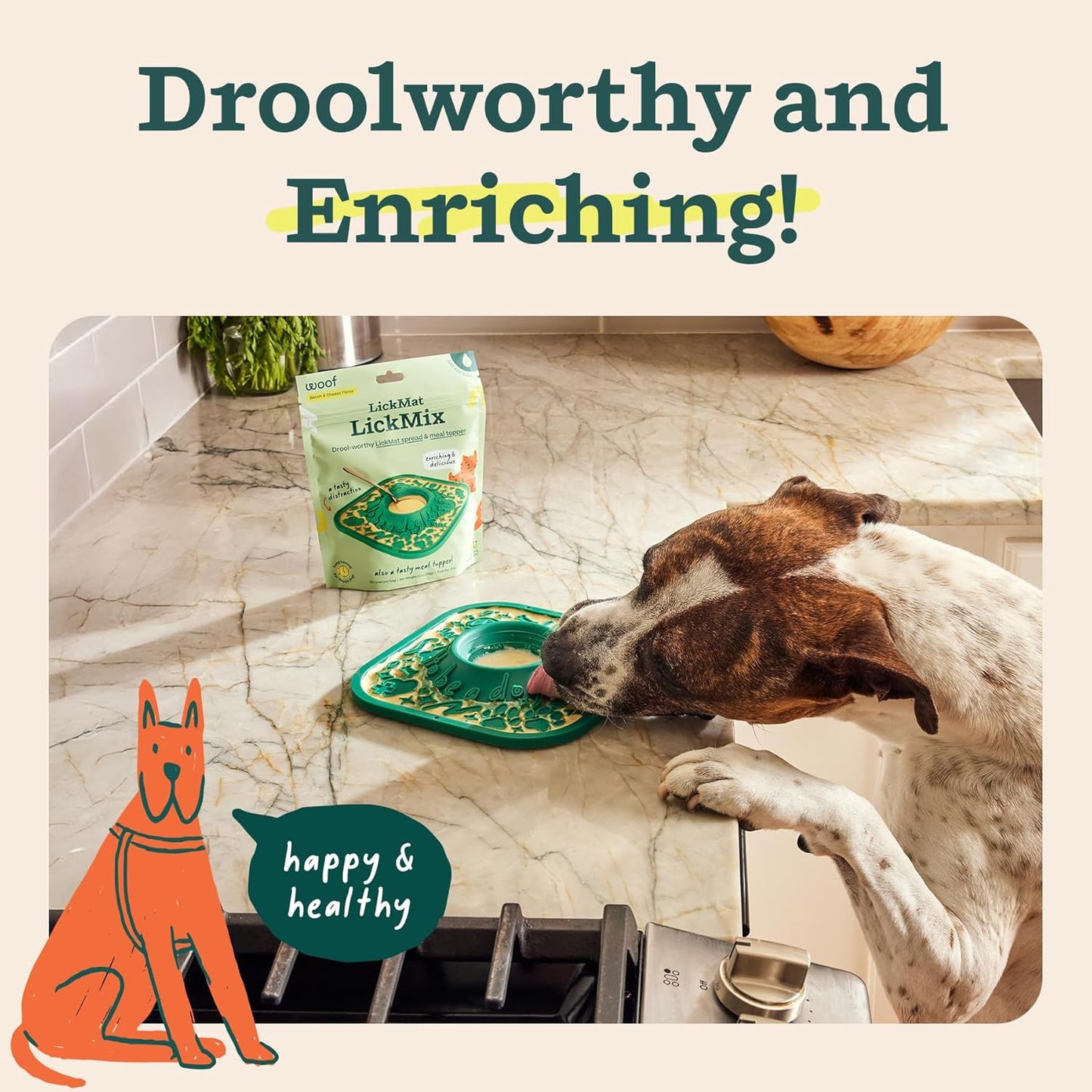 WOOF Lickmixes - Dog Lick Mat Spread and Meal Topper - Delicious and Lower Calorie - Made with Wholesome Ingredients - Perfect for Dog Enrichment - Bacon & Cheese