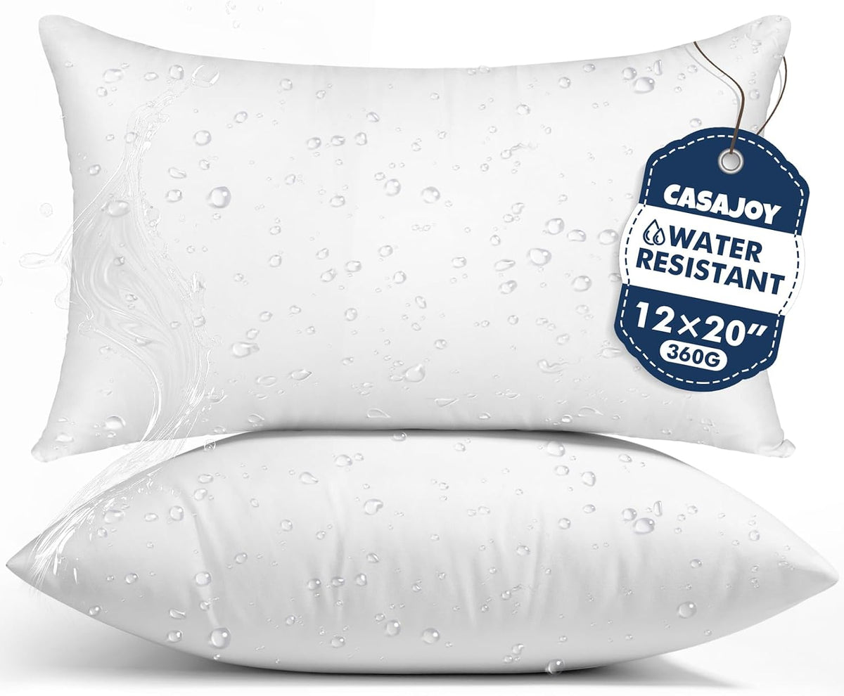 Set of 2 12X20 Outdoor Pillows,Water Resistant Lumbar Pillow Insert
